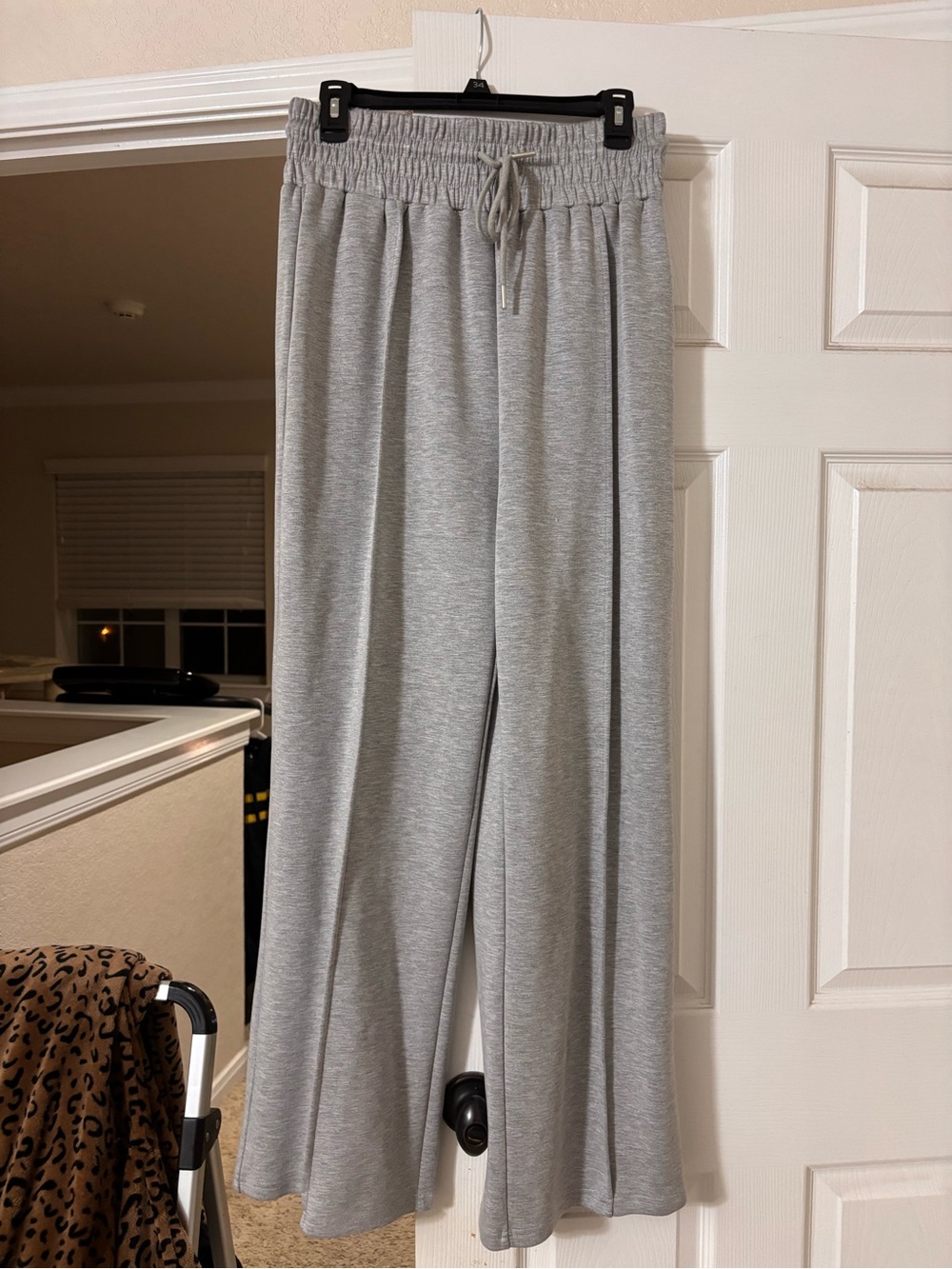 Commense Wide-Leg Drawstring Pants — Light Gray